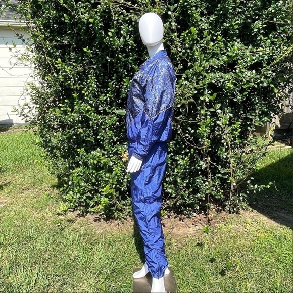 VINTAGE Chaver Graphic Print Royal Blue Parachute Ski Jacket & Pants - Picture 6 of 15